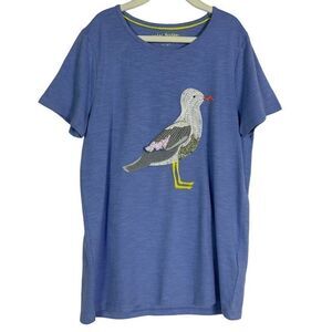 Mini Boden Girls Blue Seagull T-Shirt 100% Cotton Size 11-12Y